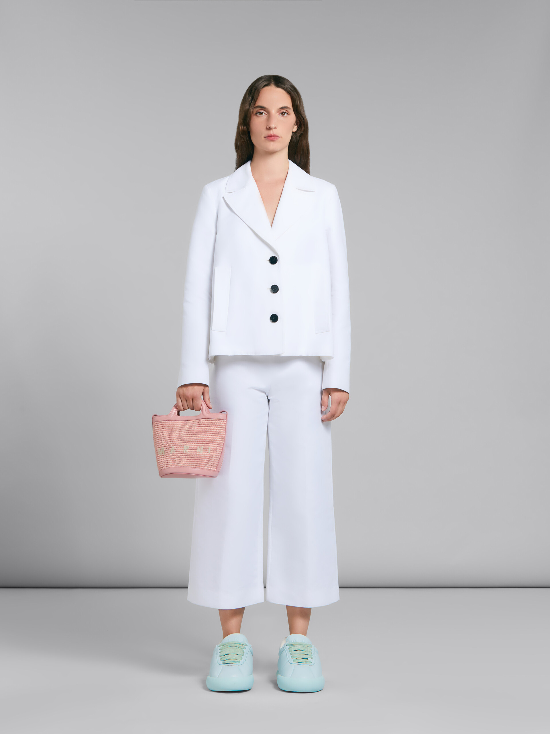 Marni Light Pink Mini Tropicalia Woven Bucket Bag In Pink
