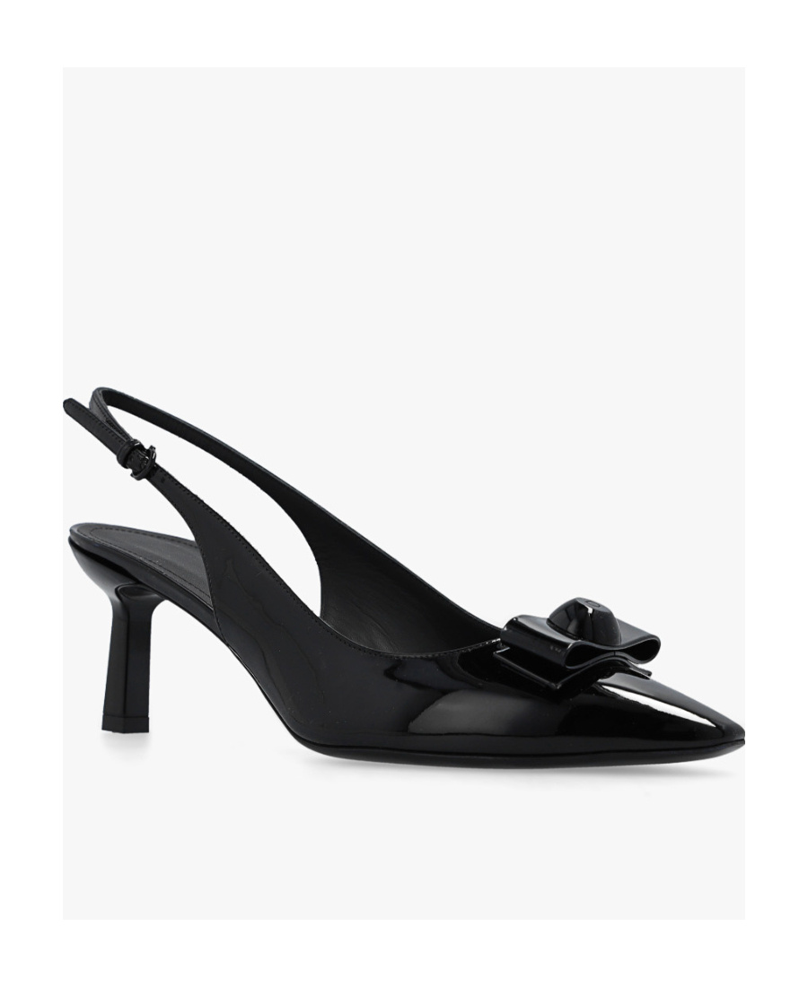 Ferragamo Arlene Bow Patent Slingback Pump In Black