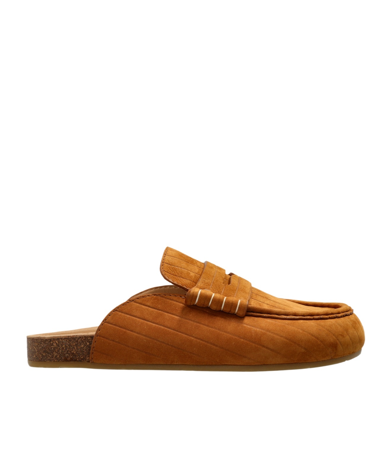 Jw Anderson Stitch Ribbed Nubuck Mules In Brown