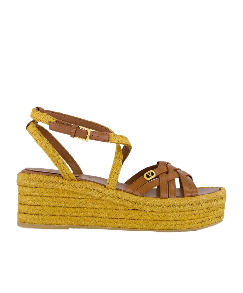 Valentino Garavani Braided Platform Sandals In Multi