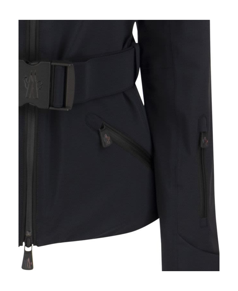 Moncler Short Drawstring Hooded Ski Down Jacket In Black
