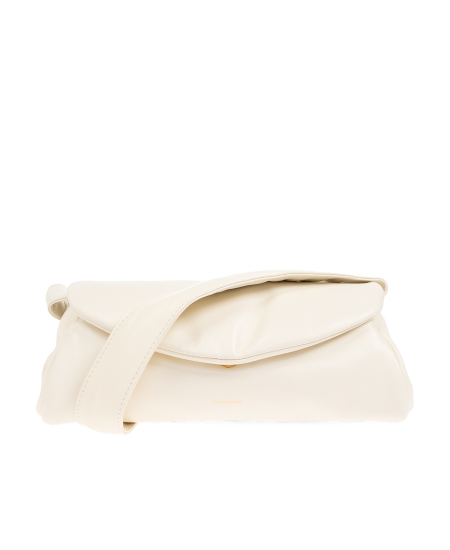 Jil Sander Cannolo Small Leather Shoulder Bag In White