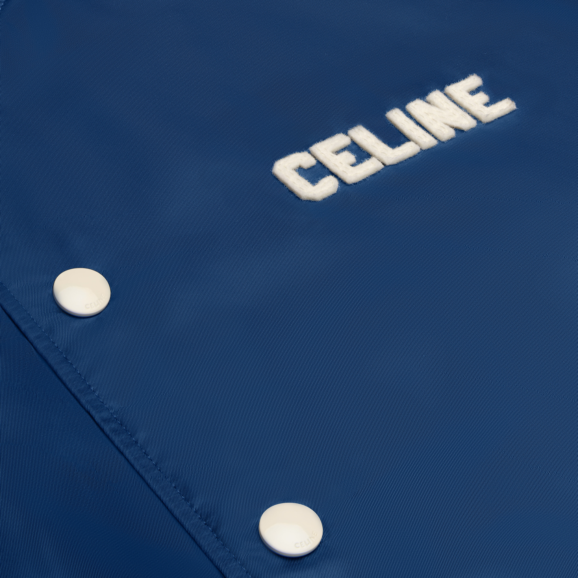Celine Patch Teddy Bear Jacket In Blue