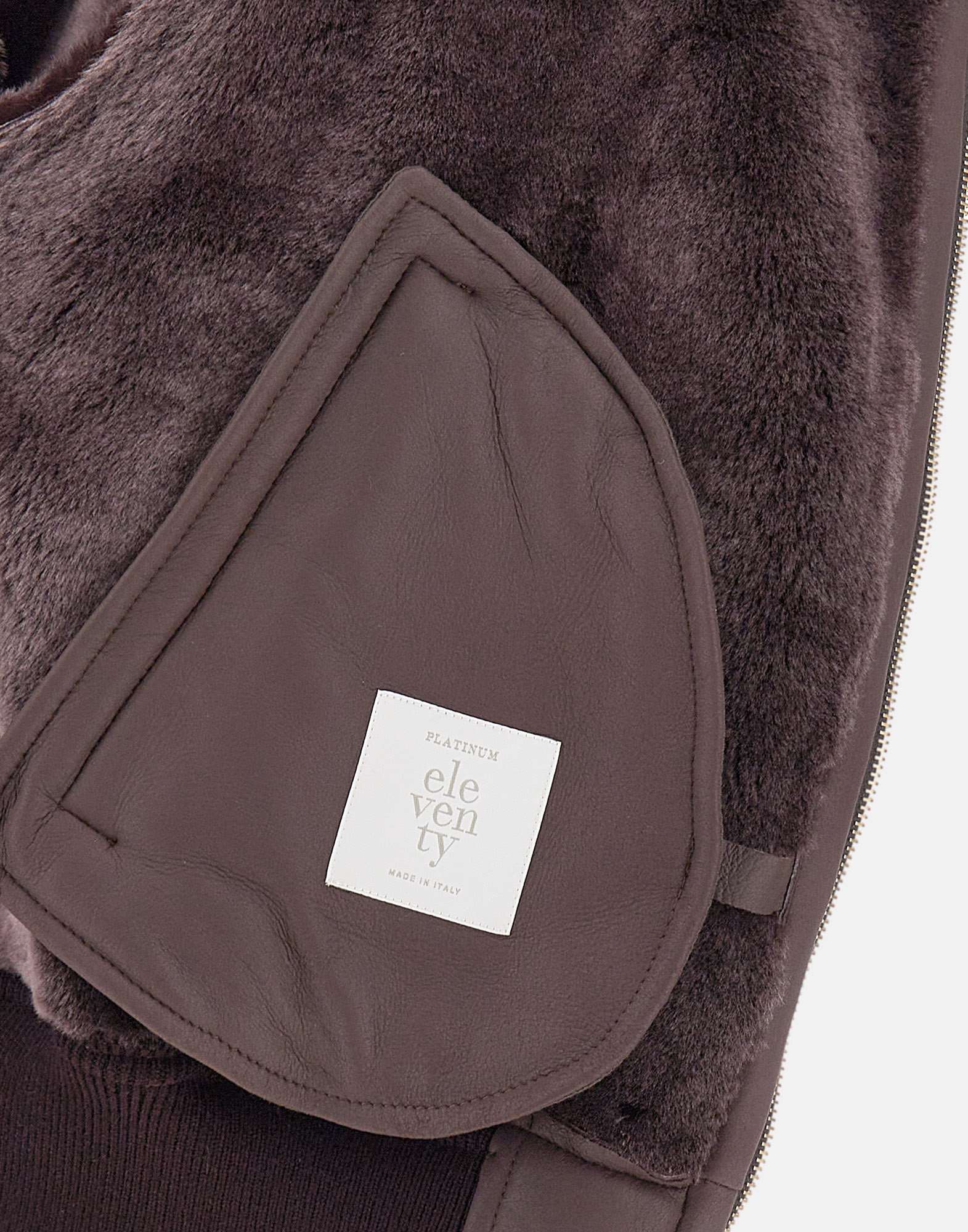 Eleventy Zip-up Sheepskin Bomber Jacket In Brown