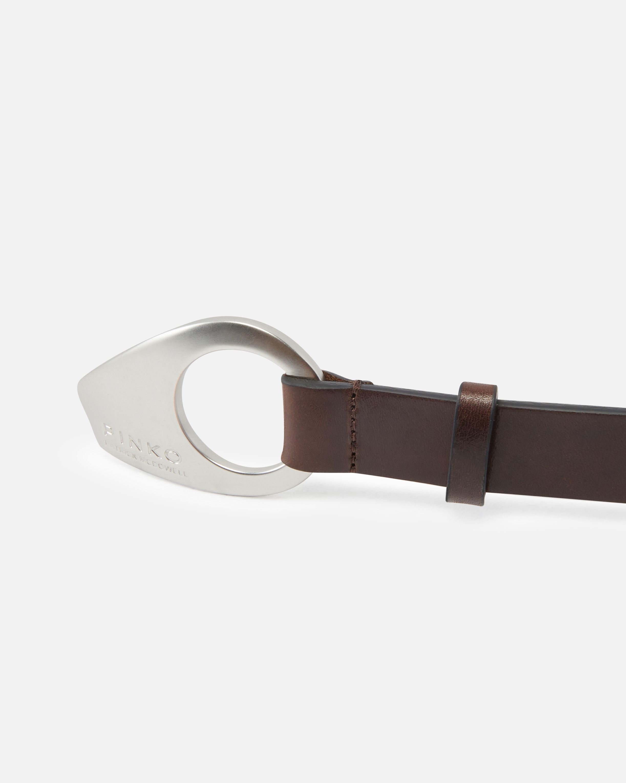 Pinko Reimagine By  X Patrick Mcdowell Thin 2.5 Cm Belt With Geometric Buckle In Black