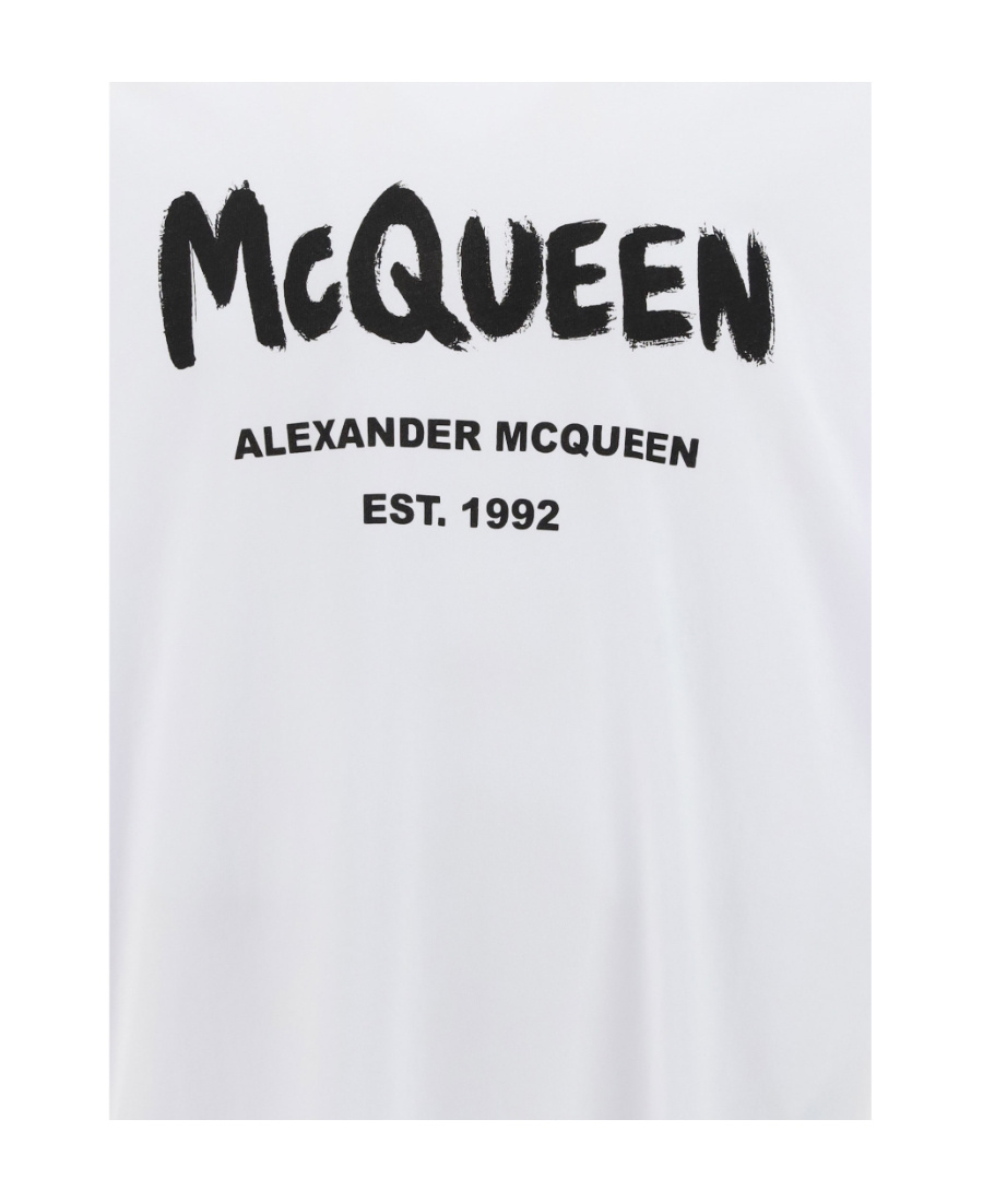 Alexander Mcqueen Mcqueen Graffiti Logo-print T-shirt In White