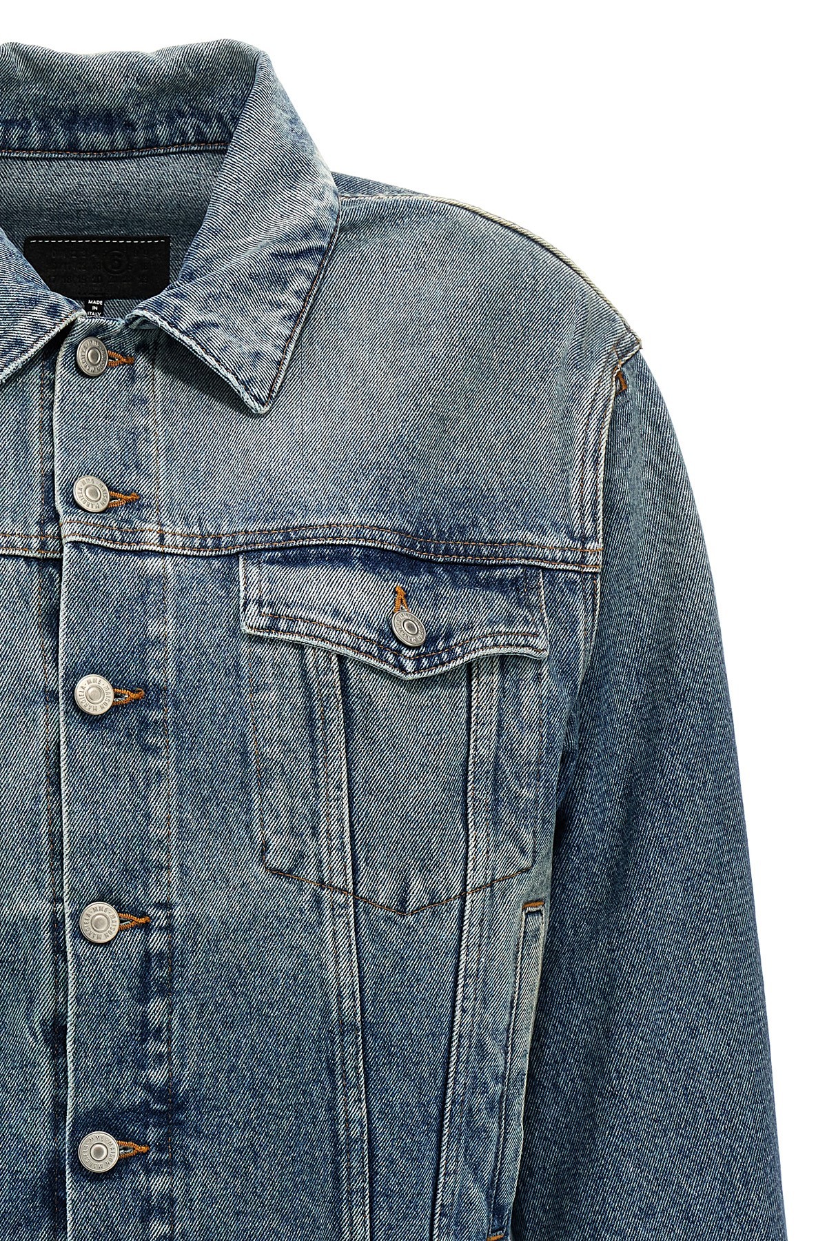 Mm6 Maison Margiela Mm6 By Maison Margiela Cut-out Denim Jacket With Unique Sleeve Details In Blue
