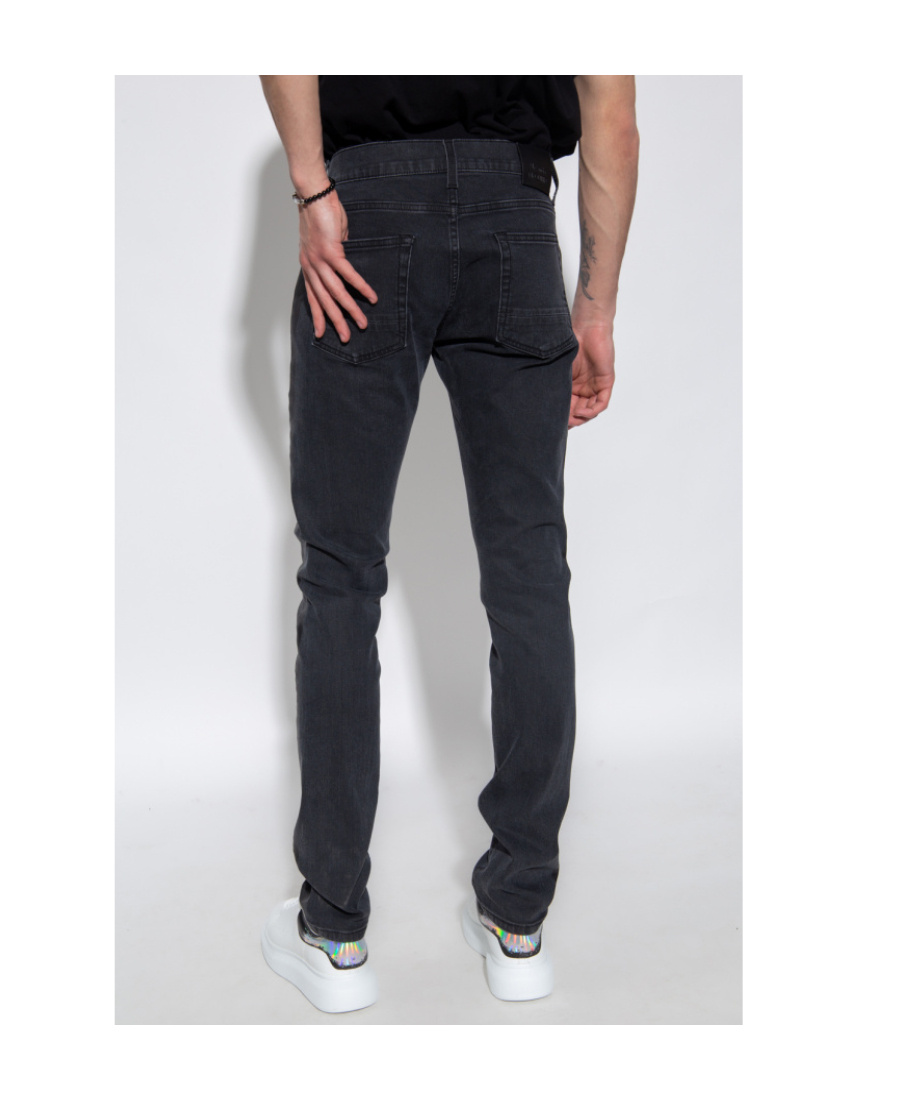 Alexander Mcqueen Side Stripe-print Skinny Jeans In Gray