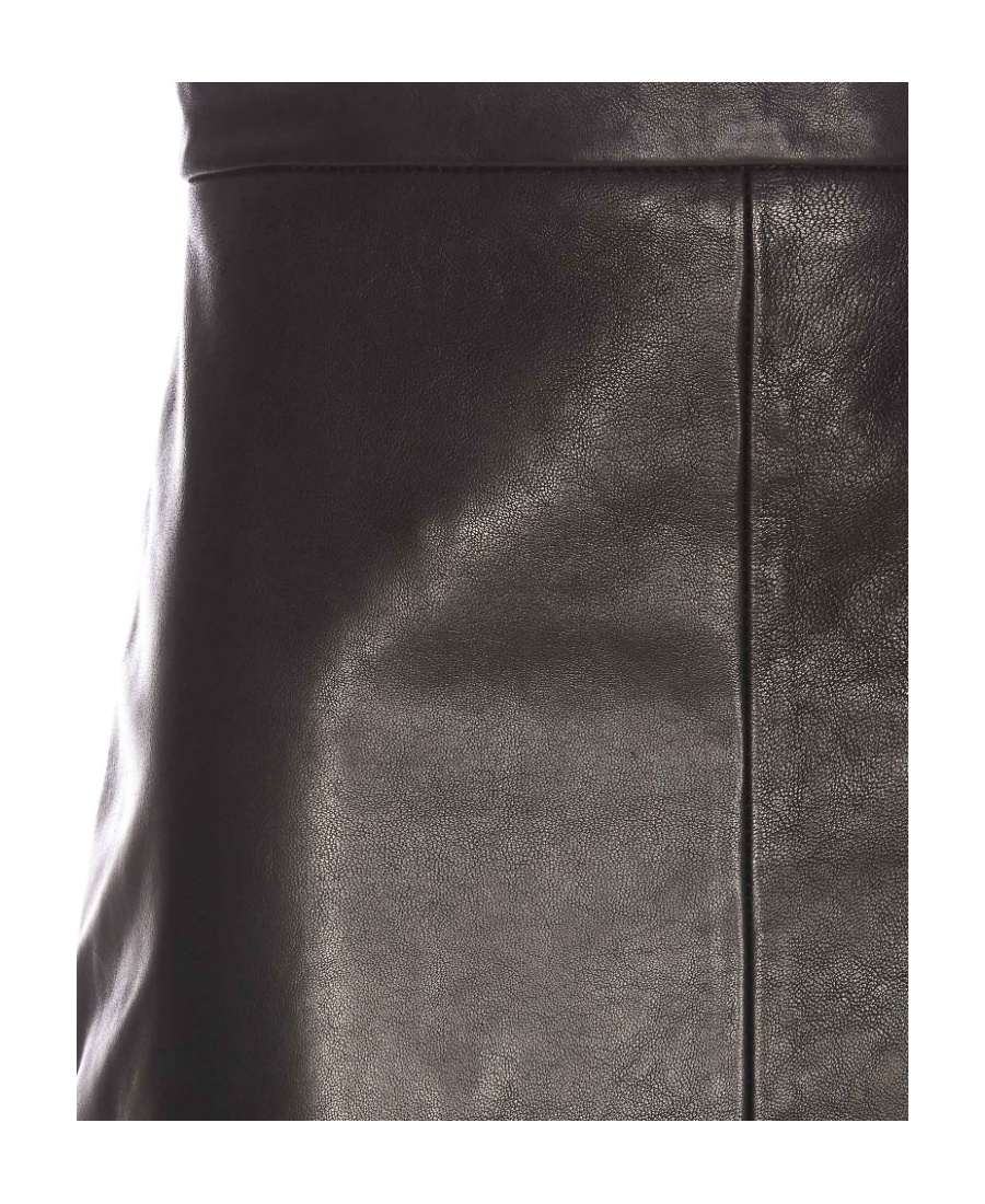 Shop Khaite Leather Midi Skirt In Black