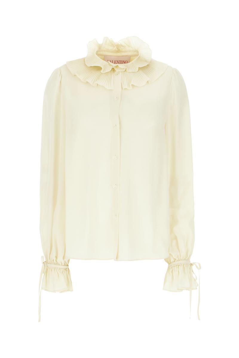 Valentino Garavani Cream Crepe Shirt In White