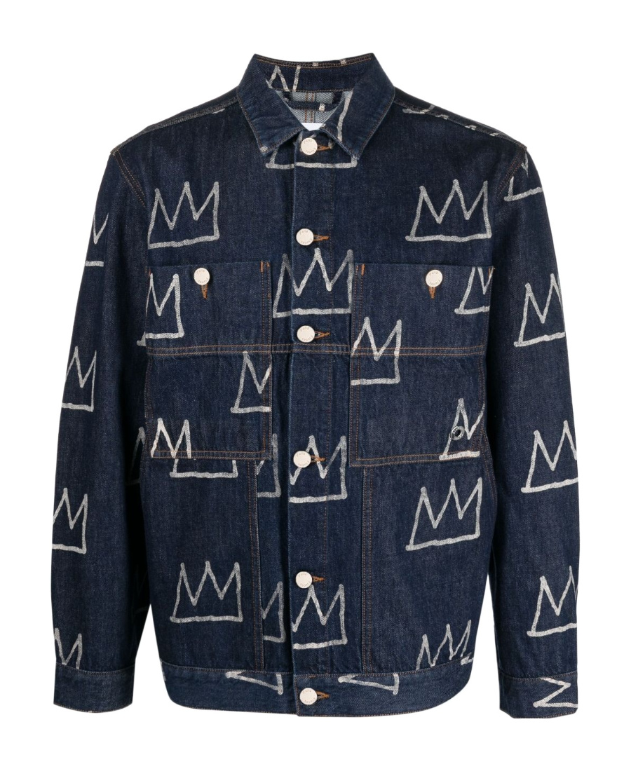 Etudes Studio Crown-print Denim Jacket In Black