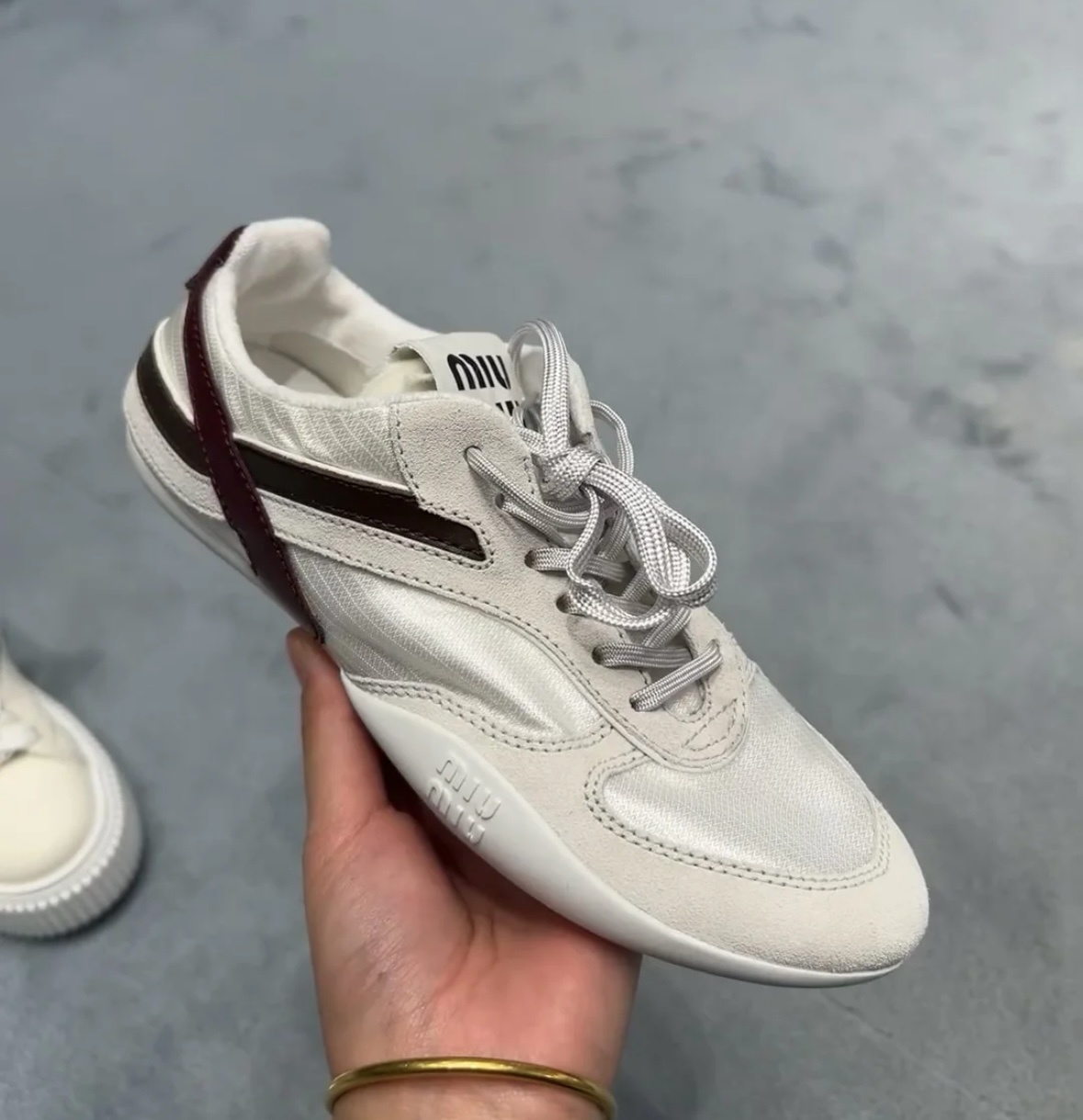 Miu Miu Round Toe Sneakers In Gray