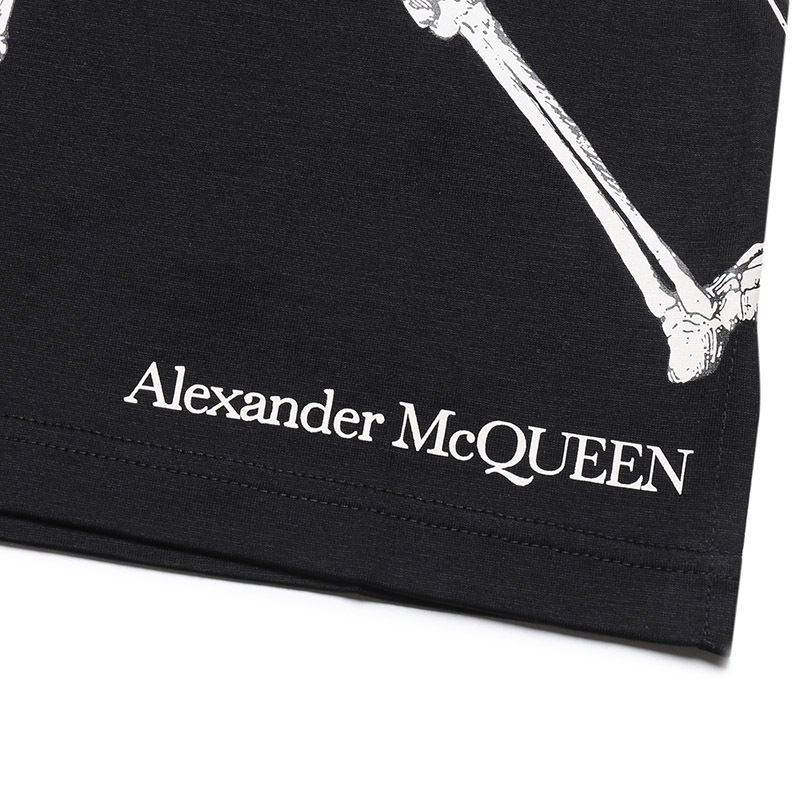 Alexander Mcqueen Skeleton-print Polo Shirt In Black