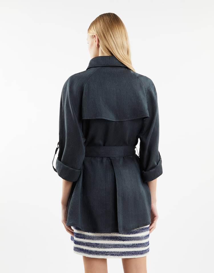 Fay Double-breasted Short Windbreaker In Black