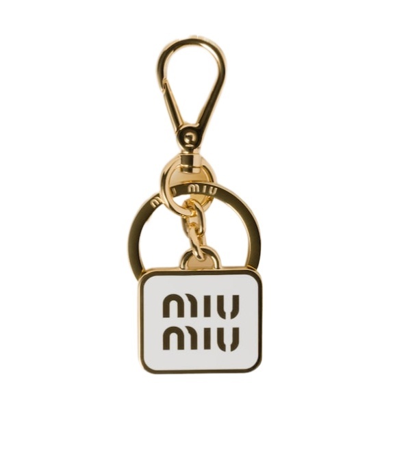 Miu Miu Metal Key Ring In Gray