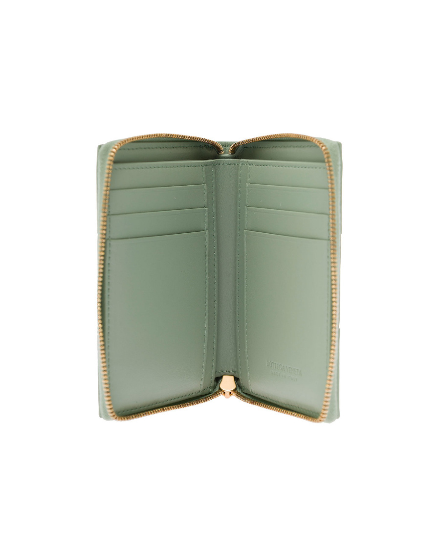 Bottega Veneta Full Zipper Wallet In Green