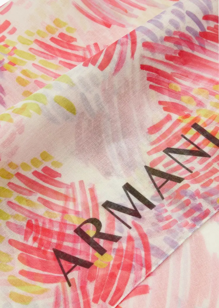 Armani Exchange Square Printed Scarf In Pink