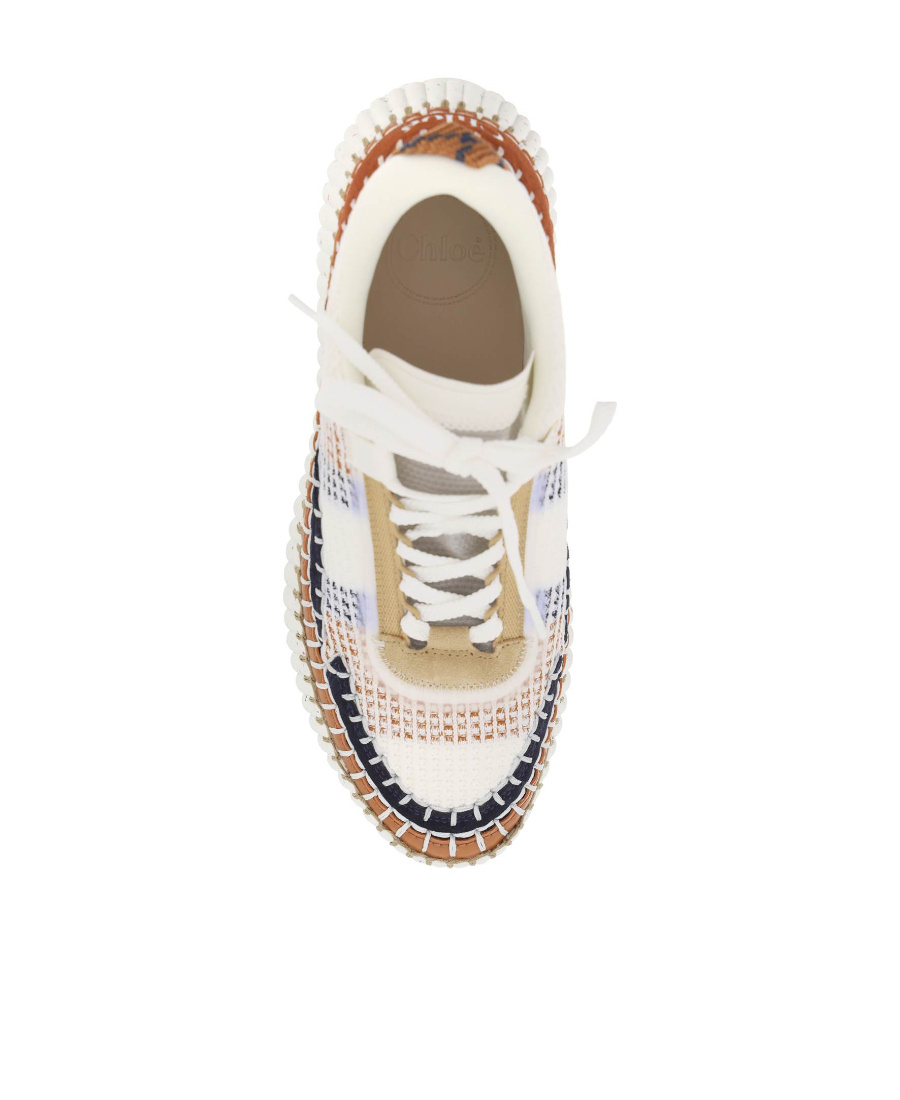 Shop Chloé Lower-impact Mesh Nama Sneakers In White