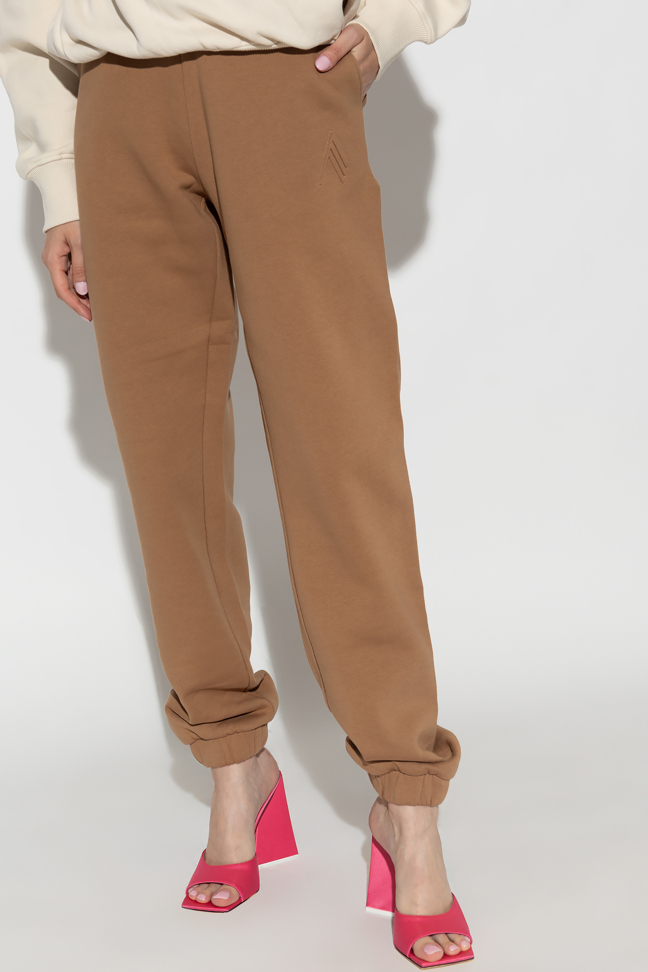Shop Attico The Penny Logo-embossed Straight-leg Track Pants In Brown