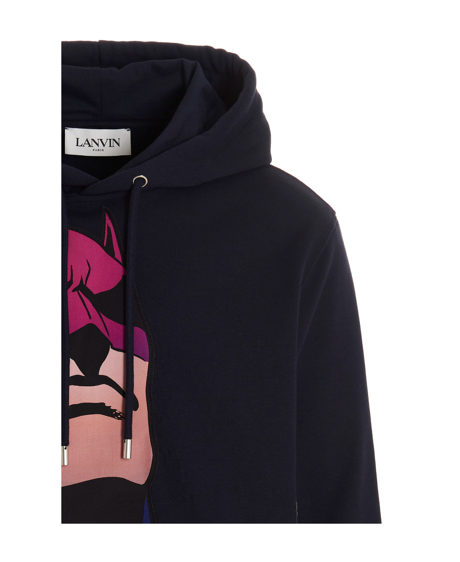 Lanvin Printed Hooded Sweatshirt Men In Black
