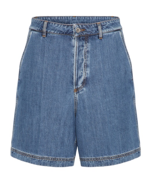 Valentino Denim Bermuda Shorts With Metallic V Detail In Blue
