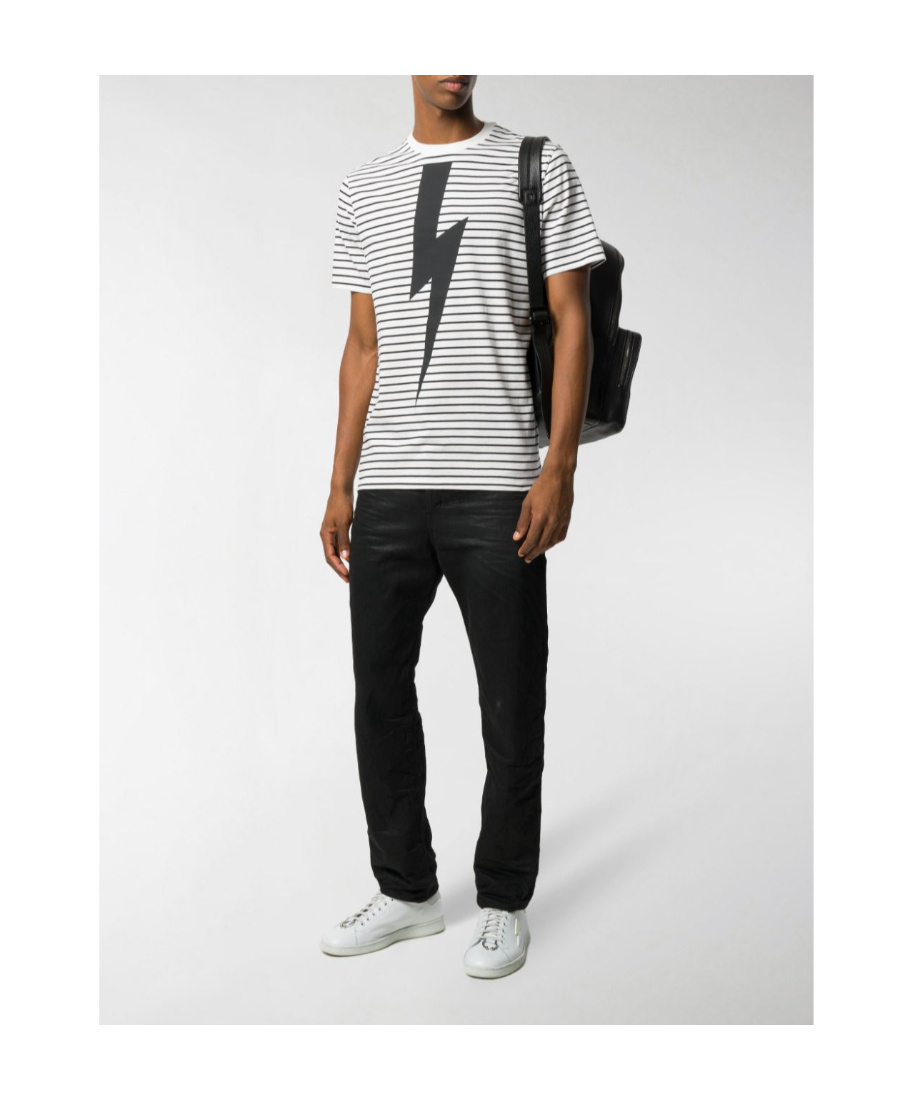 Neil Barrett Short-sleeved T-shirt With Round Neck In White