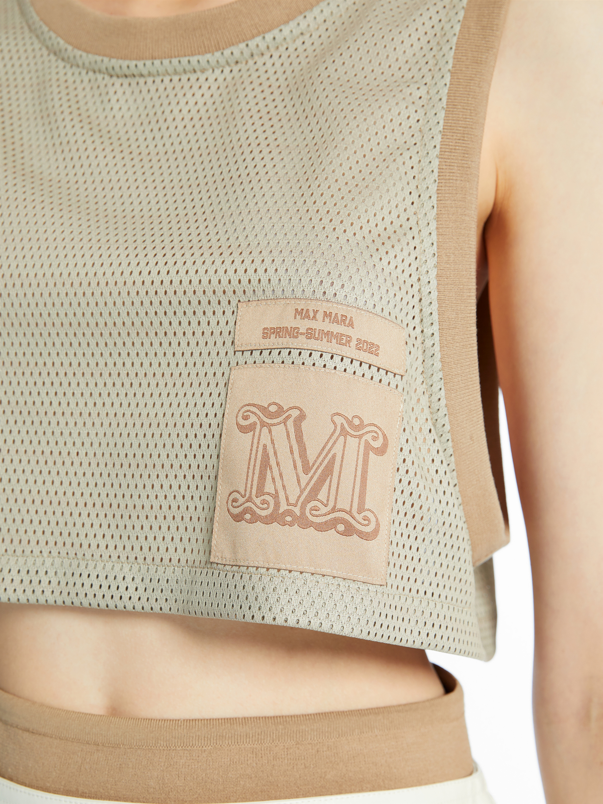 Max Mara Mesh Logo Vest In Brown