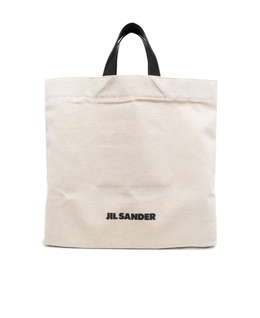 Jil Sander Logo-print Linen Tote Bag In Nude