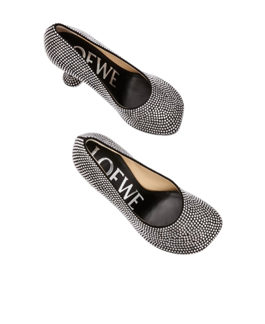 Shop Loewe Toy Pump In Suede And Rhinestones In Black