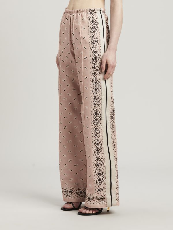 Shop Palm Angels Paisley-printed Side Stripe Detailed Trousers In Nude