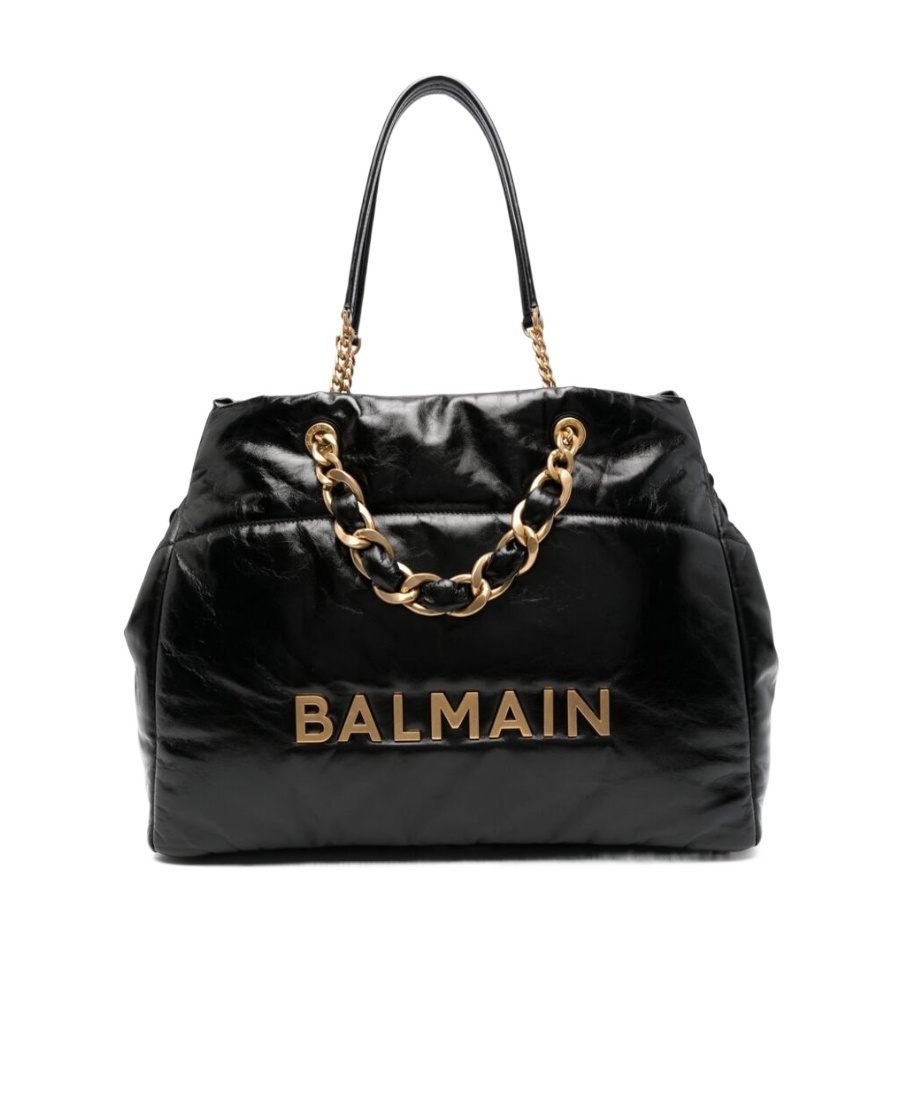 Balmain 1945 Soft Leather Tote Bag In Black
