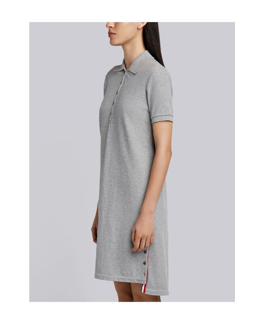 Thom Browne Striped Cotton Pique Polo Dress In Gray