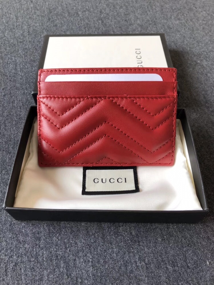 Gucci Gg Marmont Card Case In Red