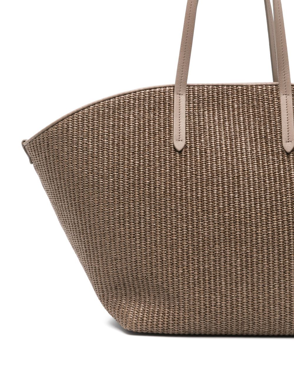 Brunello Cucinelli Woven Texture Tote Bag With Long Handles In Brown