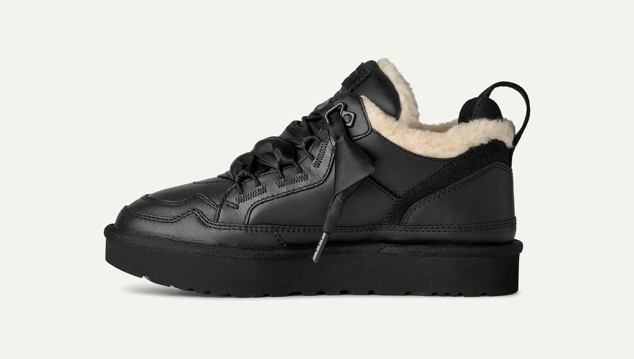 Ugg Lowmel Lace-up Shearling Sneakers In Black