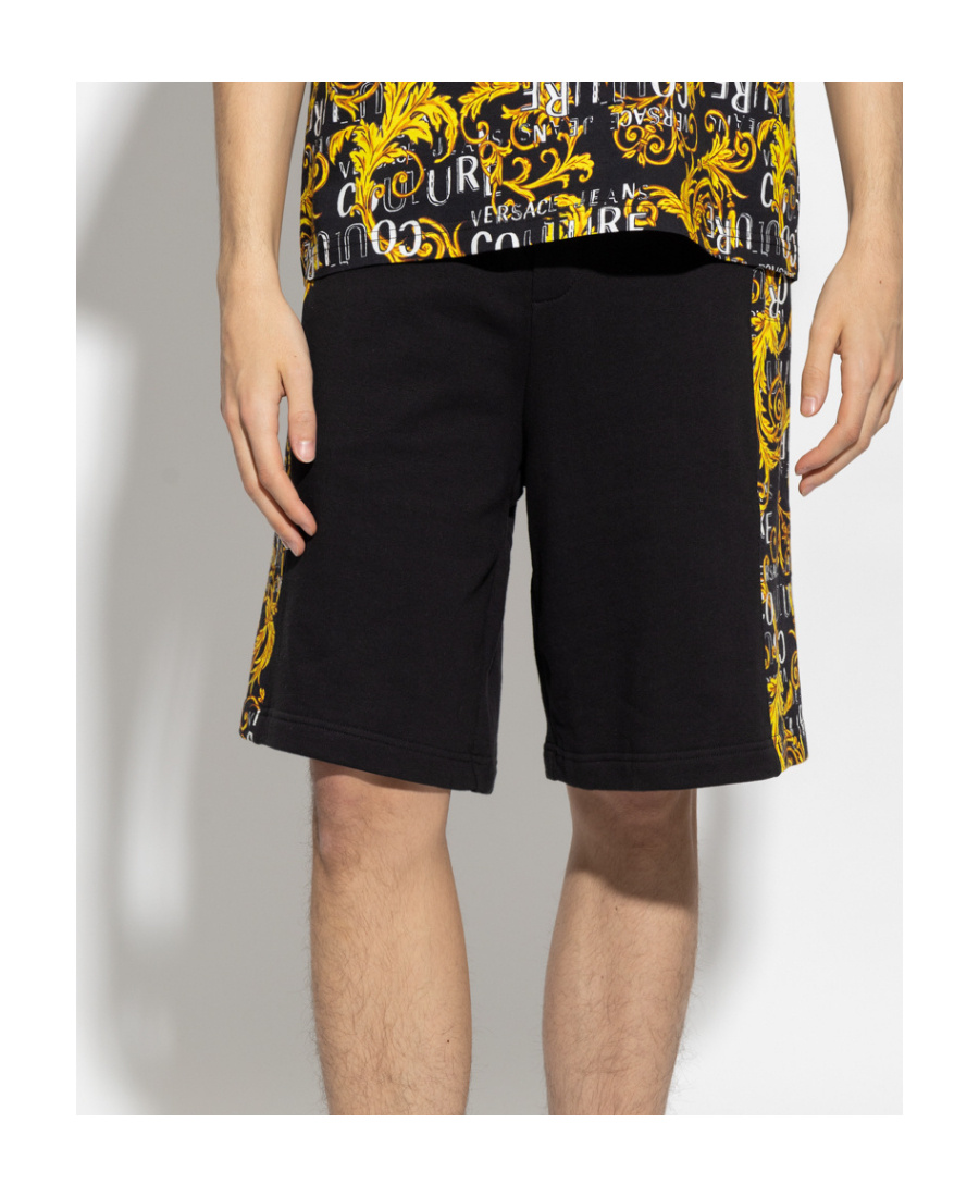 Versace Jeans Couture Watercolour Couture-printed Drawstring Track Shorts In Black