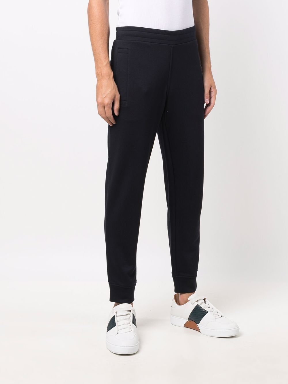 Emporio Armani Logo-embroidered Stretch-cotton Track Pants In Black