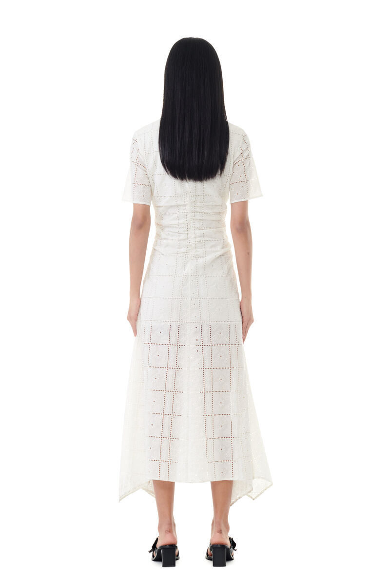 Shop Ganni White Broderie Anglaise Long Dress