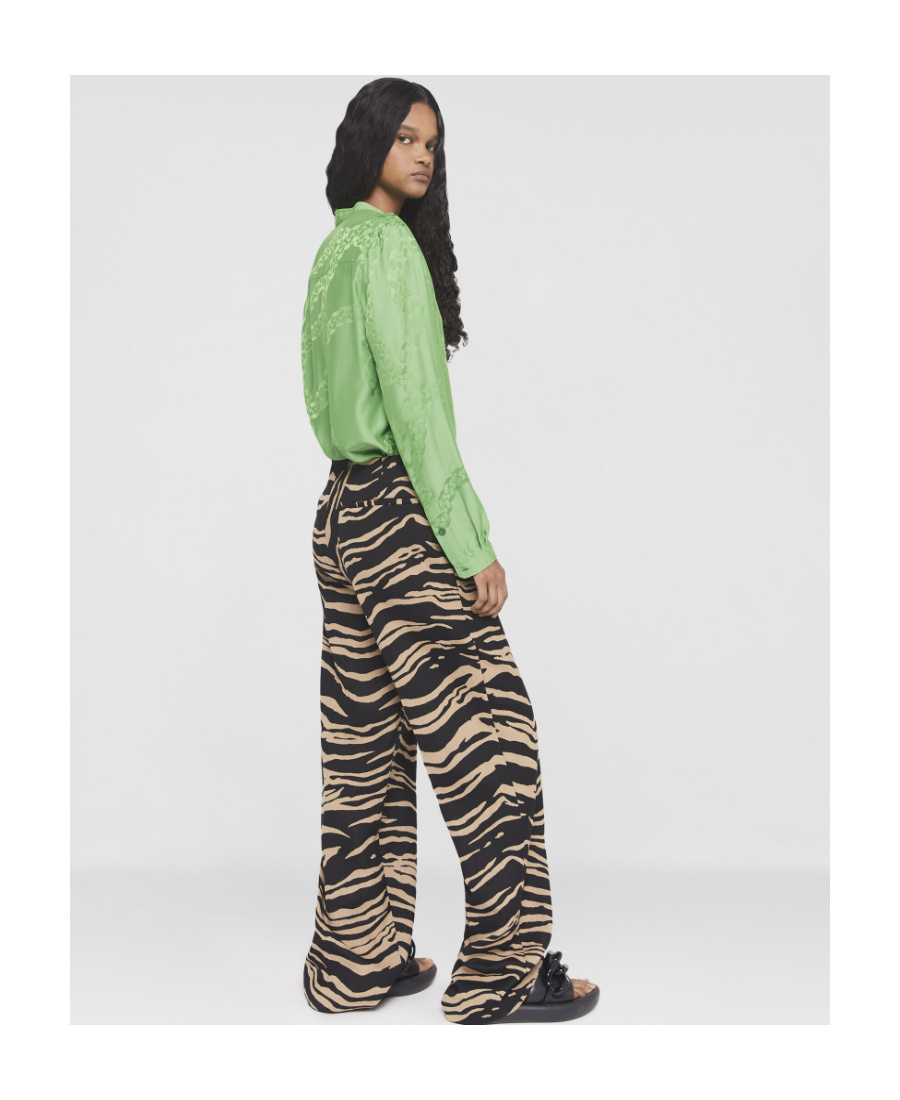 Stella Mccartney Logo Long-sleeved Blouse In Green