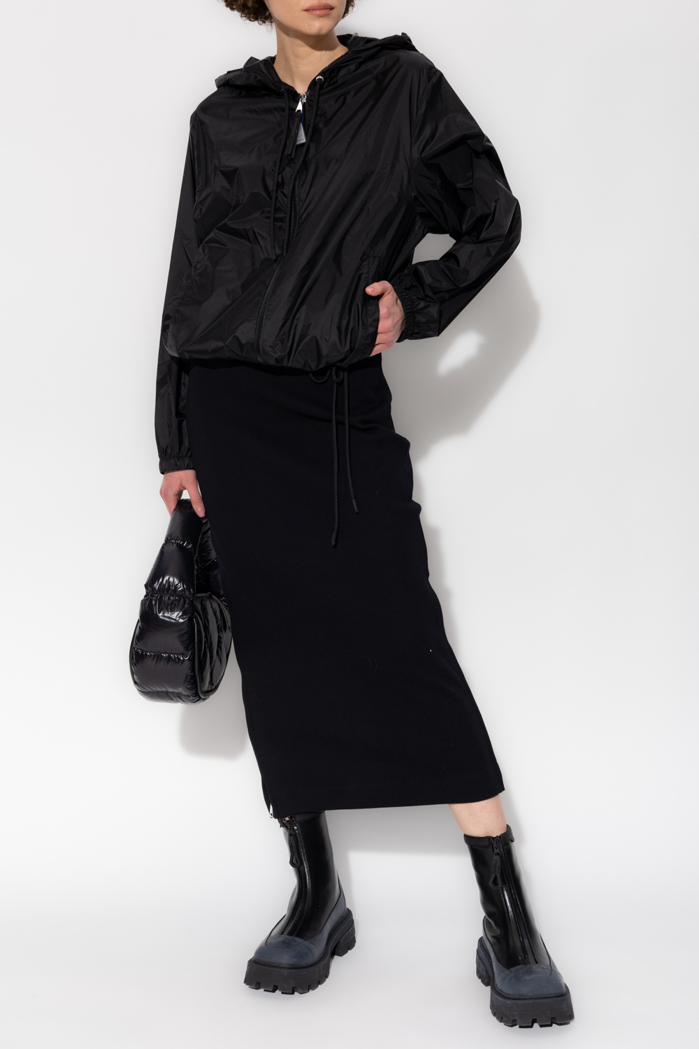 Moncler Hooded Rain Jacket In Black