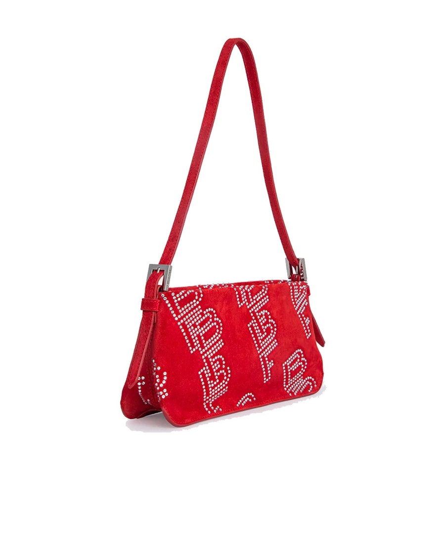 By Far Dulce Crystal-embellished Shoulder Bag In Red
