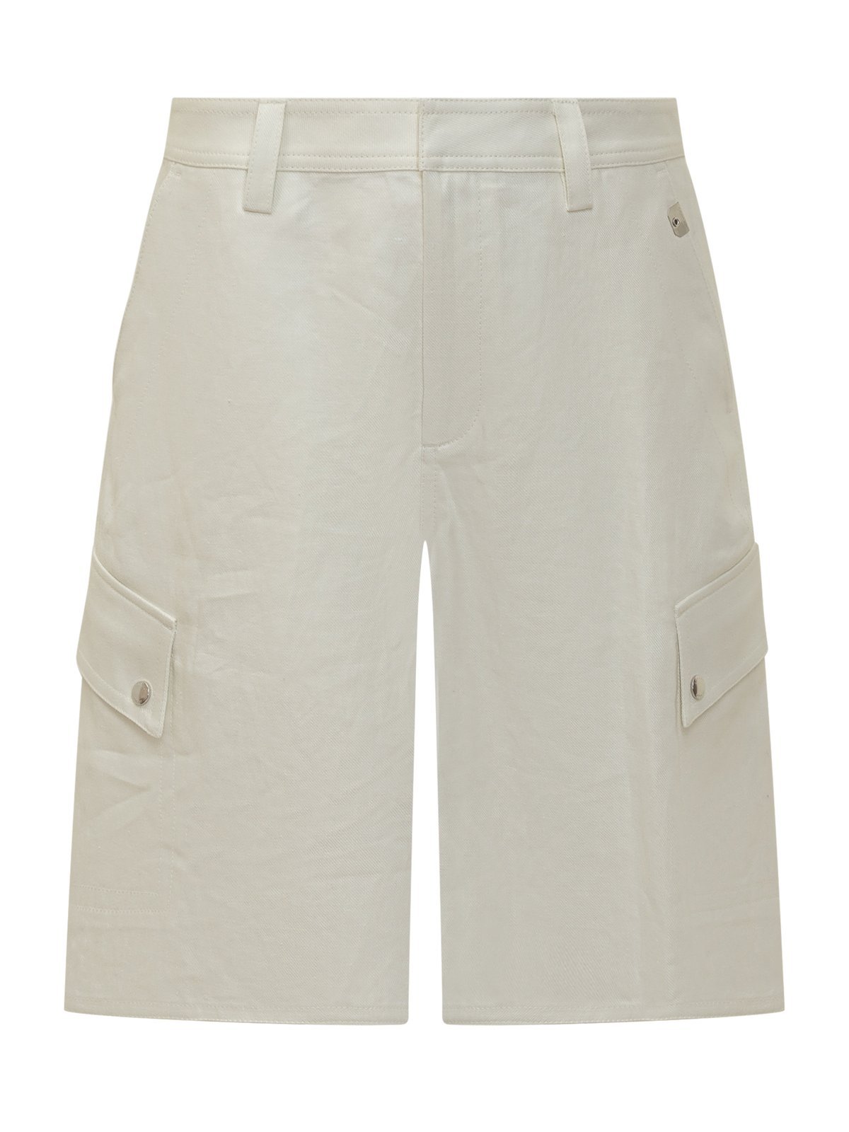 Off-white Men's Linen Safari Cargo Shorts In White
