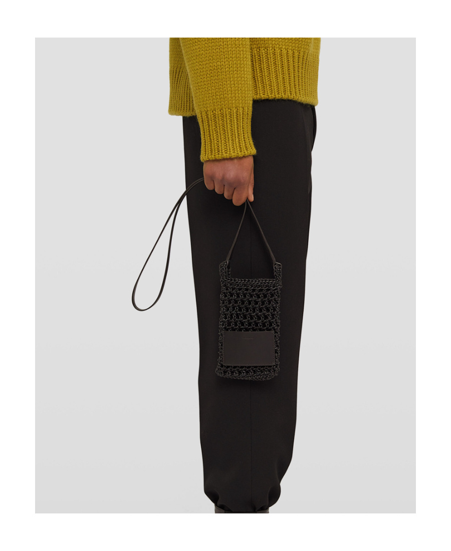 Jil Sander Small Woven Cross-body Bag In Black