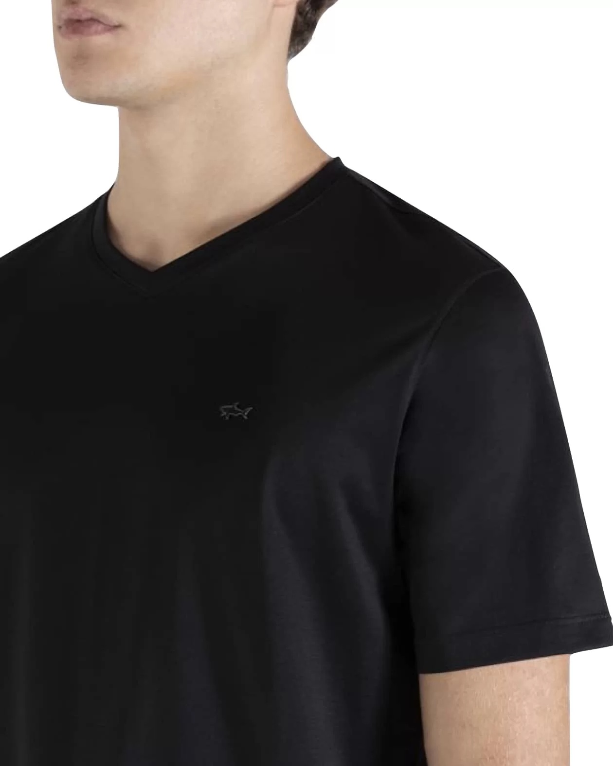 Paul & Shark V-collar Short-sleeved T-shirt In Black