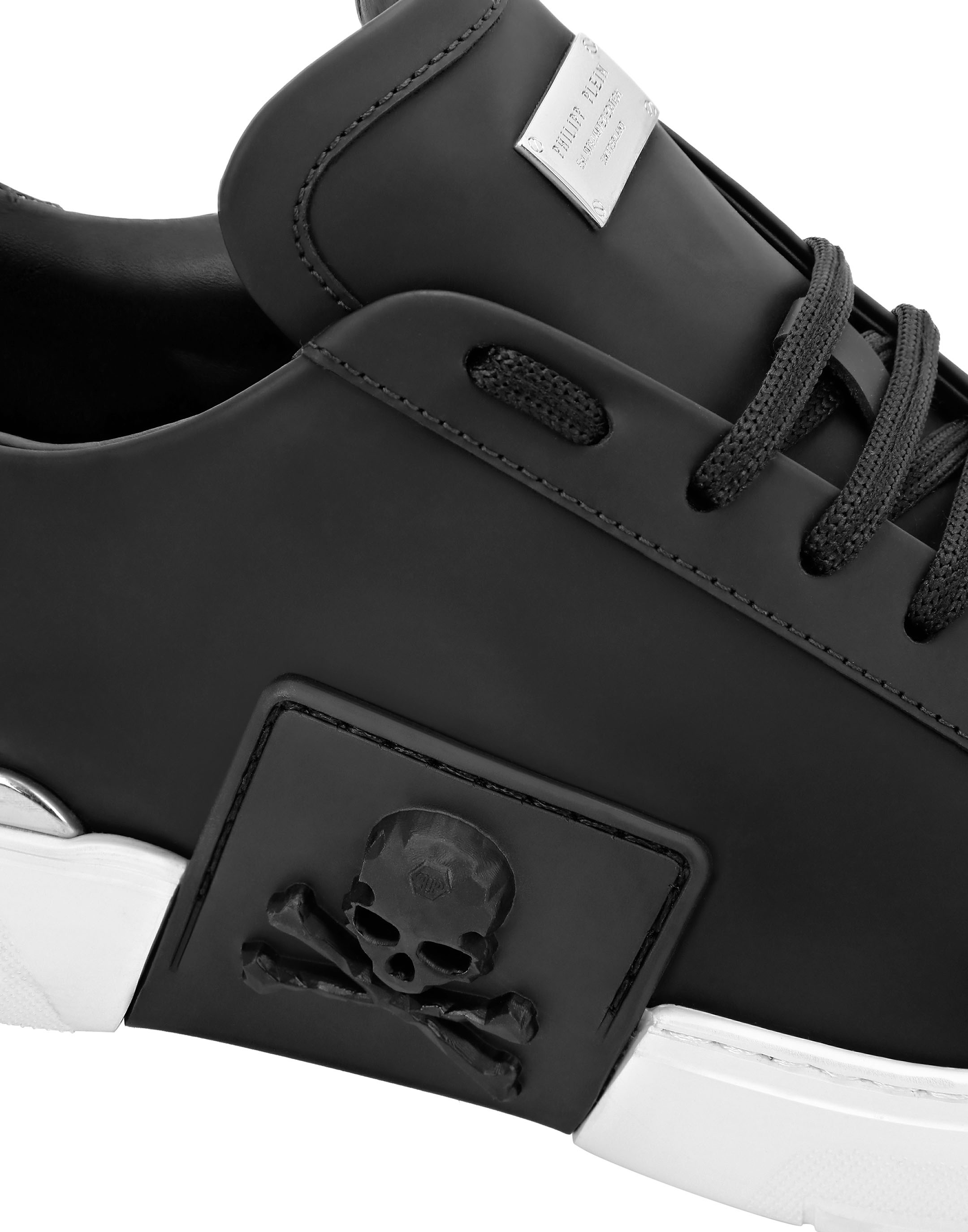 Philipp Plein Leather Sneakers With Distinctive Logo Detail In Black