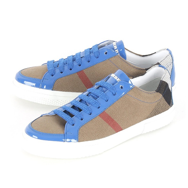 Burberry Check Lace Low-cut Casual Shoes In Gray