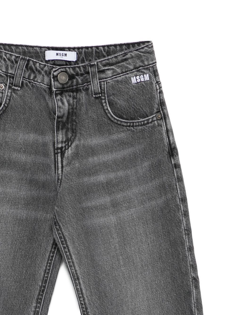 Msgm Logo-embroidered Jeans In Gray