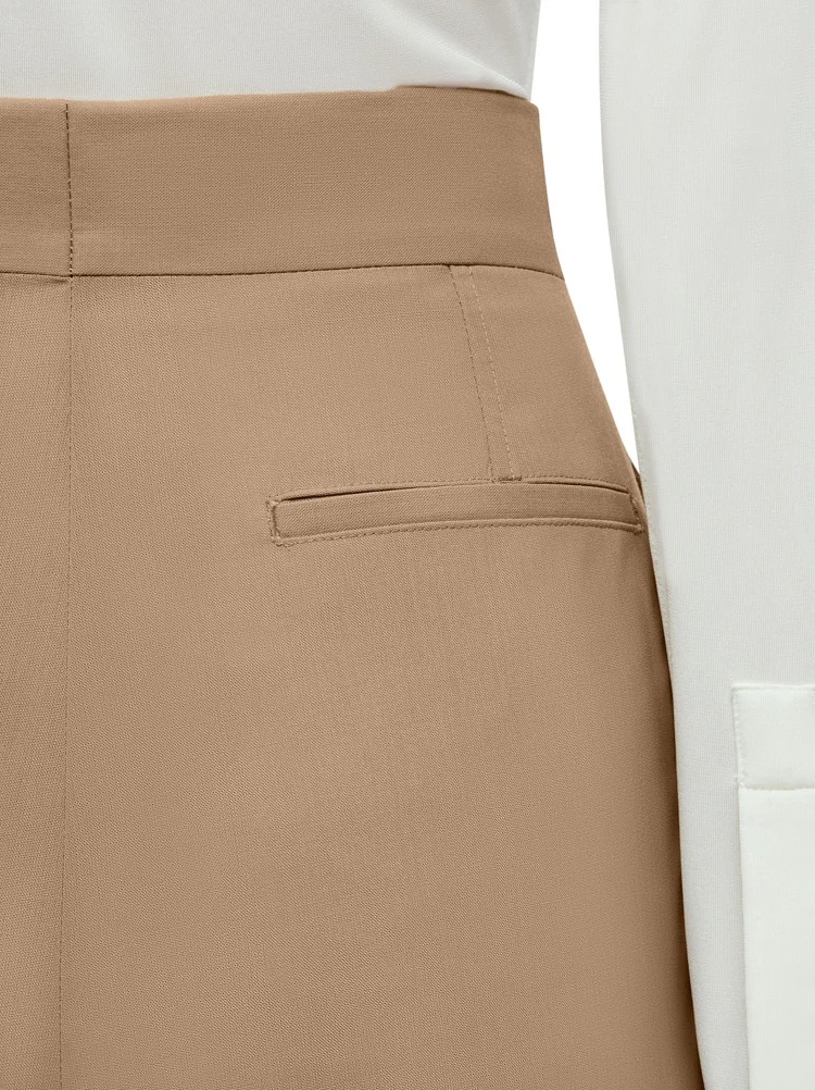 Ferragamo High-waisted Wool Casual Pants In Brown