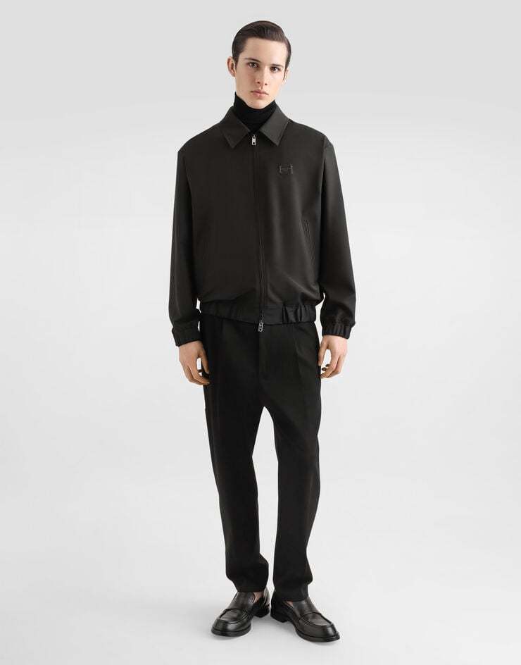 Dolce & Gabbana Logo Plaque Lightweight Nylon Zip Jacket In Black