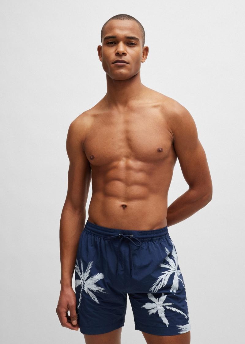 Hugo Boss Printed Pattern Shorts In Black